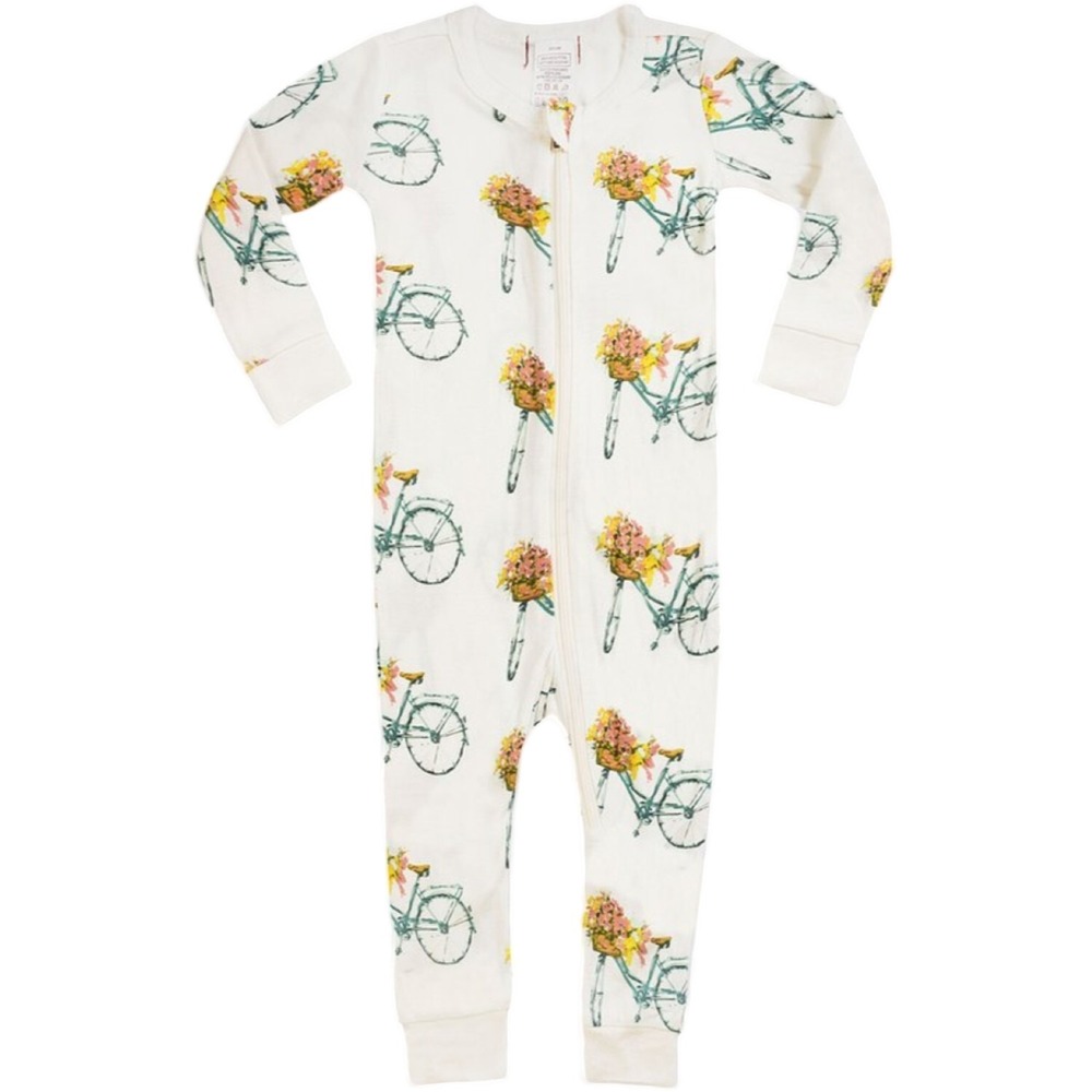 MILKBARN Baby 9 12 Mos‎ Rayon Bamboo Pajamas Flower Bicycle 1pc Longall Bike NWT